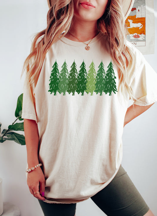 Pine Trees and Shades of Green Comfort Colors Tshirt