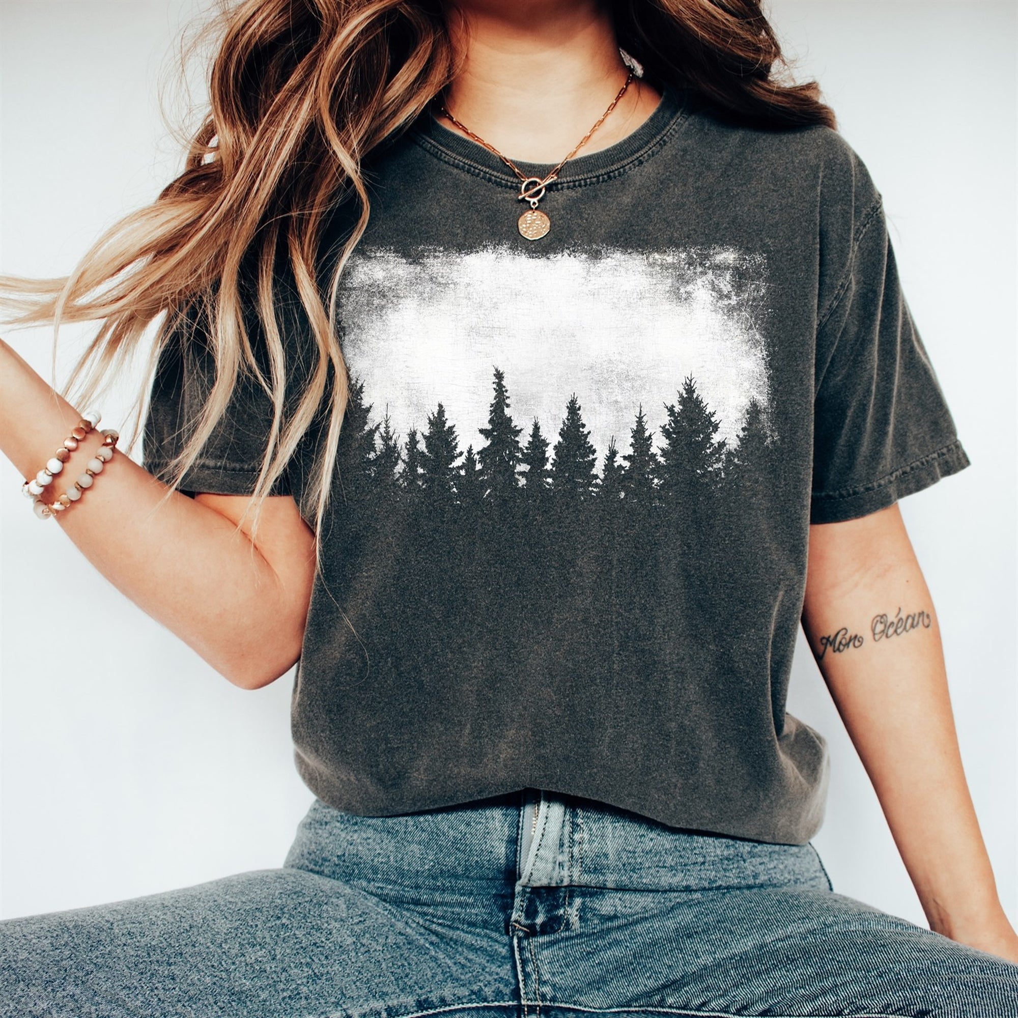 Vintage Nature Pine Forest Silhouette T-Shirt
