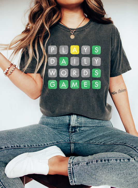 Plays Daily Word Games Word Game Comfort Colors Tshirt