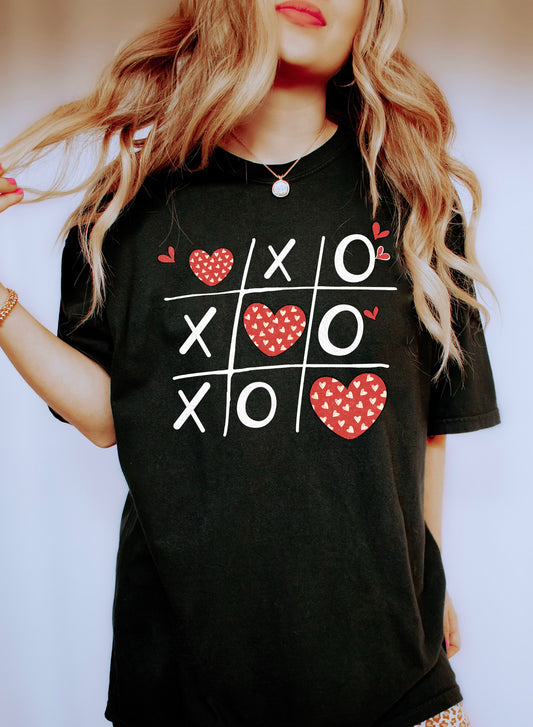 XOXO with Vintage Hearts Comfort Colors Tshirt